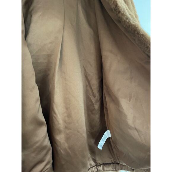 New Lucky Brand Womens Brown Full‎ Zip Drawstring Hem Faux Fur Casual Jacket MED - Picture 5 of 6